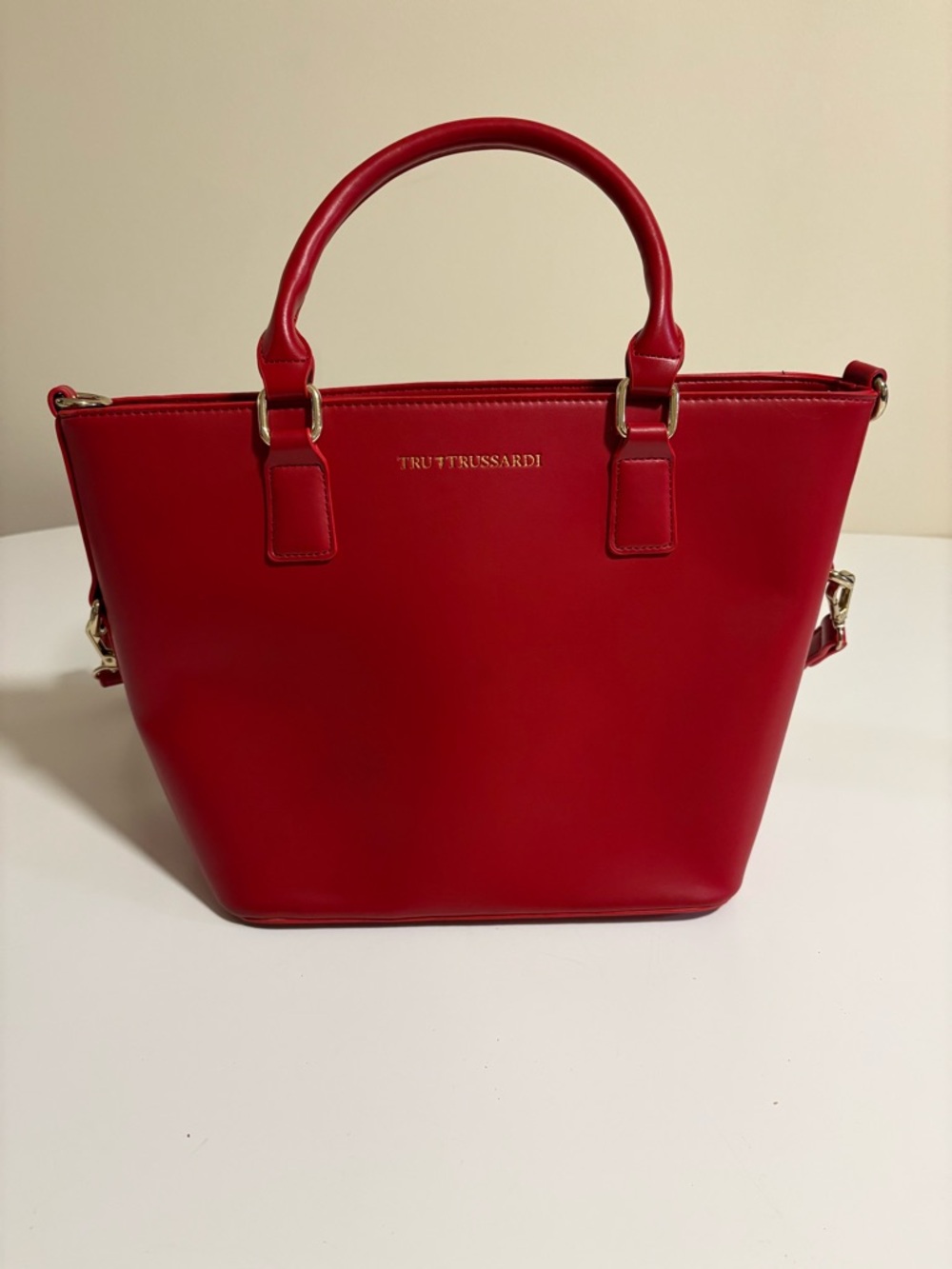 Tru Trussardi Red Leather Structured Handbag